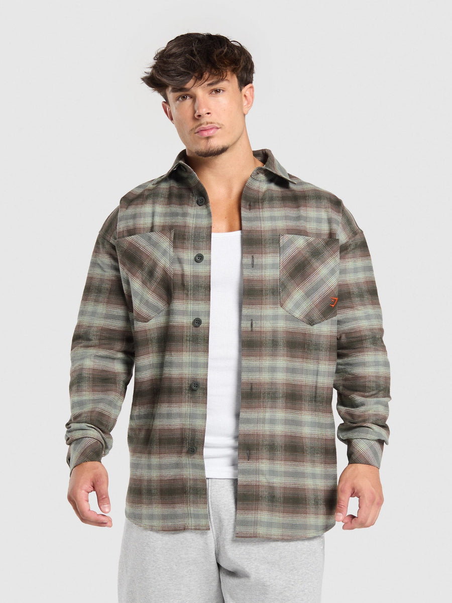 Gymshark Flannel Shirt — Strength Green — 2