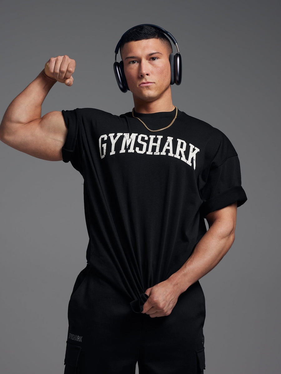Gymshark Collegiate T-Shirt — Black — 3