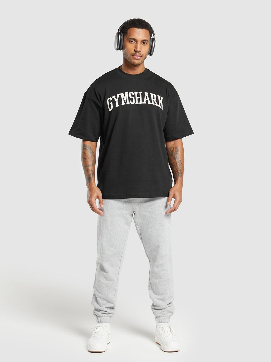 Gymshark Collegiate T-Shirt — Black — 8