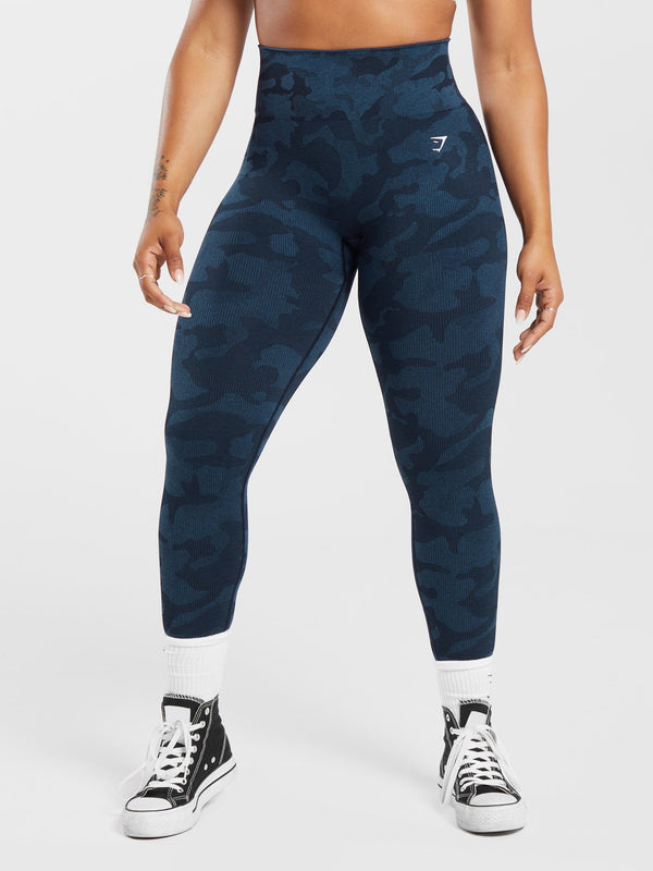 Gymshark Adapt Camo Seamless Leggings — Midnight Blue/Ash Blue