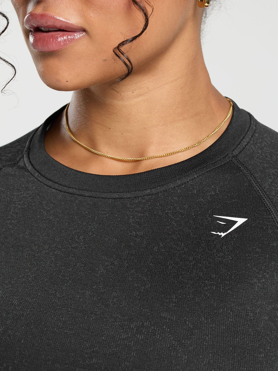 Gymshark Adapt Fleck Seamless Long Sleeve Crop Top — Mineral | Black — 7