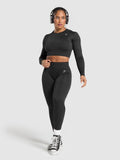 Gymshark Adapt Fleck Seamless Long Sleeve Crop Top — Mineral | Black — 4