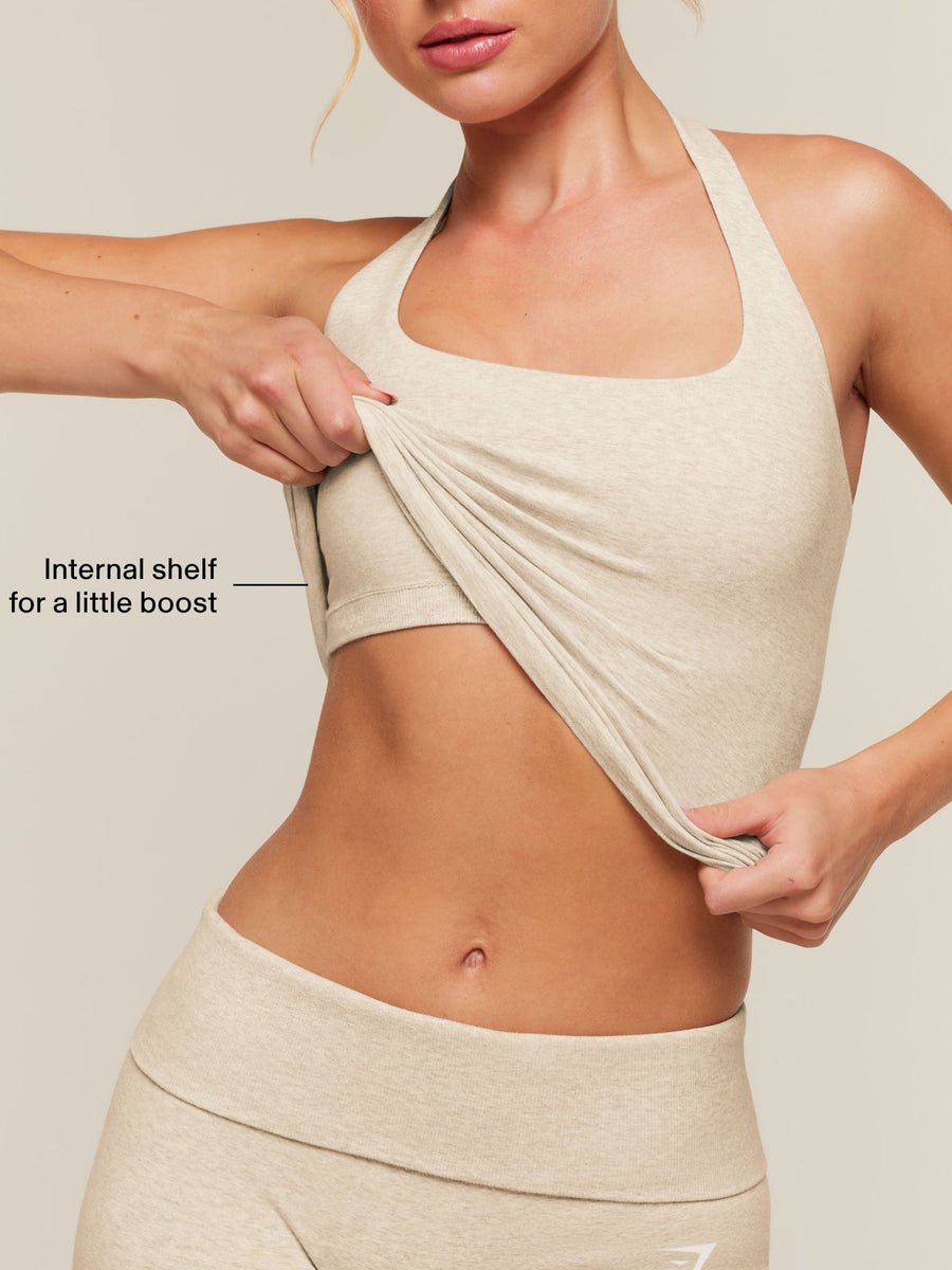 Gymshark CottonMove™ Halterneck Top — Oat Marl — 3