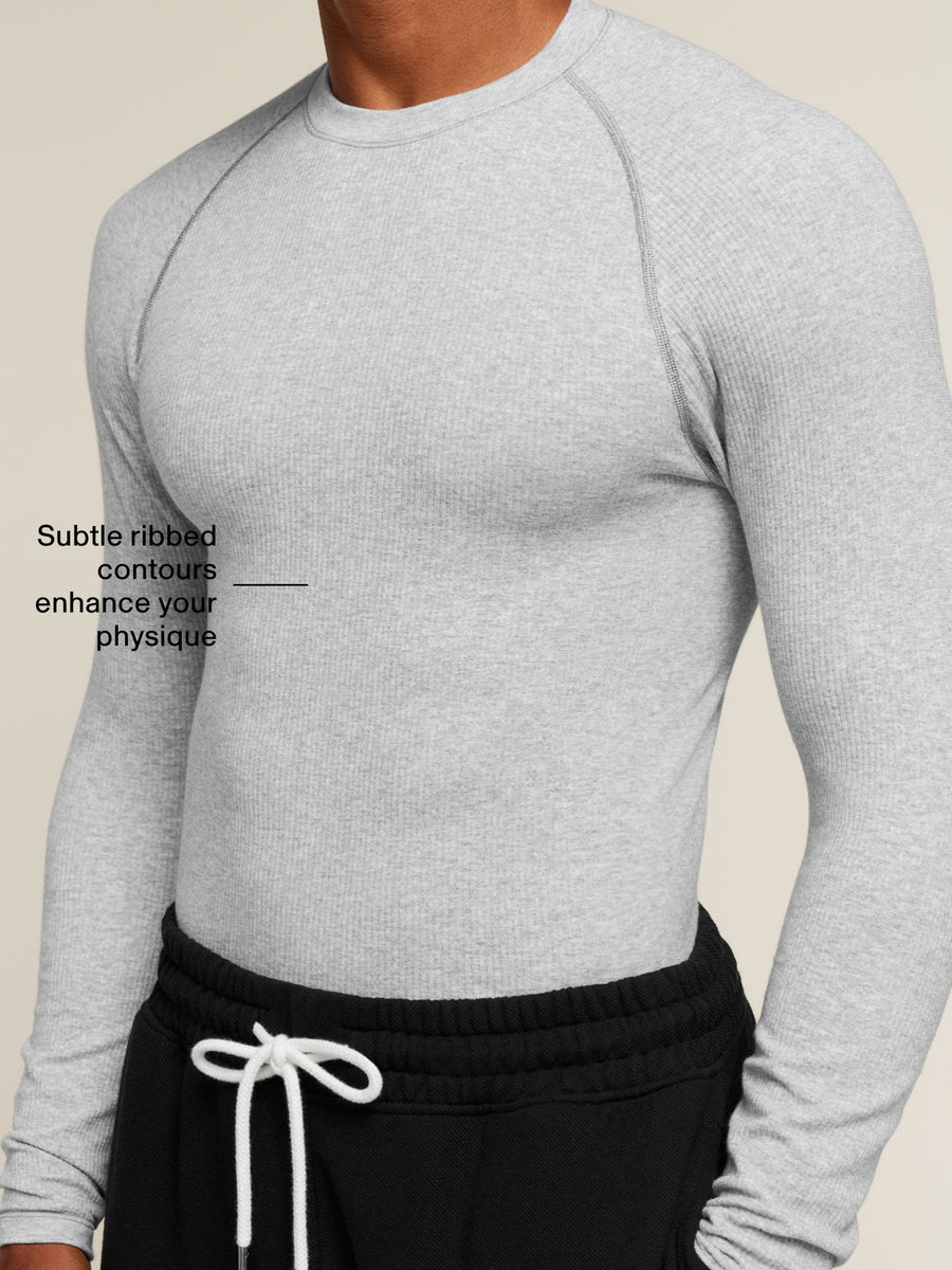 Gymshark Cotton Seamless Long Sleeve T-Shirt — Soft Grey Marl — 2