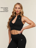 Gymshark Adapt Solid Zip Front Top — Black — 2