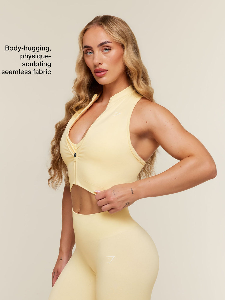 Gymshark Adapt Solid Zip Front Top — Butter Yellow — 2