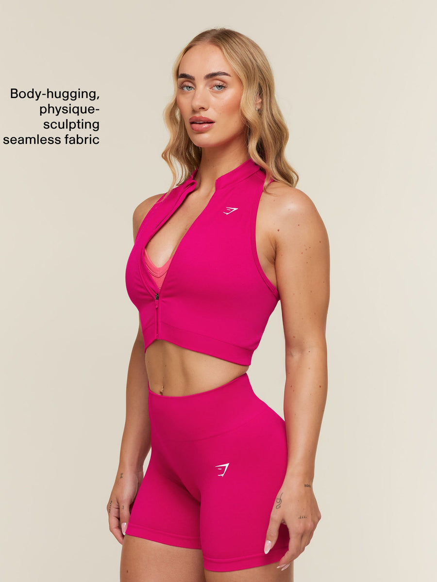 Gymshark Adapt Solid Zip Front Top — Performance Pink — 2