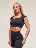 Gymshark Adapt Animal X Whitney Seamless Crop Top — Black/Asphalt Grey — 7