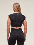 Gymshark Adapt Animal X Whitney Seamless Crop Top — Black/Asphalt Grey — 2