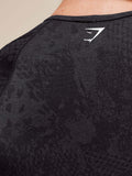 Gymshark Adapt Animal X Whitney Seamless Crop Top — Black/Asphalt Grey — 6