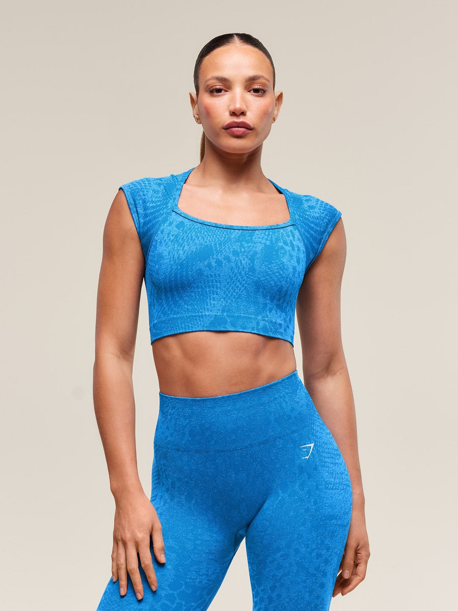 Gymshark Adapt Animal X Whitney Seamless Crop Top — Barbell Blue/Gentle Blue — 1