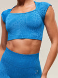 Gymshark Adapt Animal X Whitney Seamless Crop Top — Barbell Blue/Gentle Blue — 7