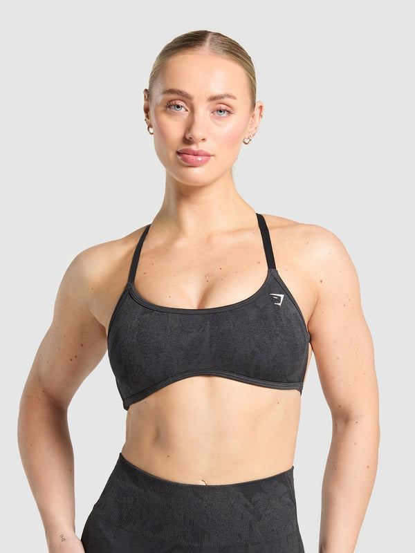 Gymshark Adapt Camo Cross Back Sports Bra — Asphalt Grey/Black