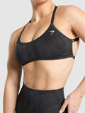 Gymshark Adapt Camo Cross Back Sports Bra — Asphalt Grey/Black — 6