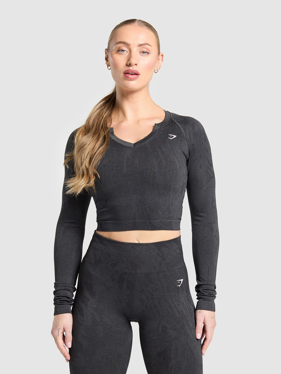Gymshark Adapt Camo Seamless Long Sleeve Top — Asphalt Grey/Black — 1