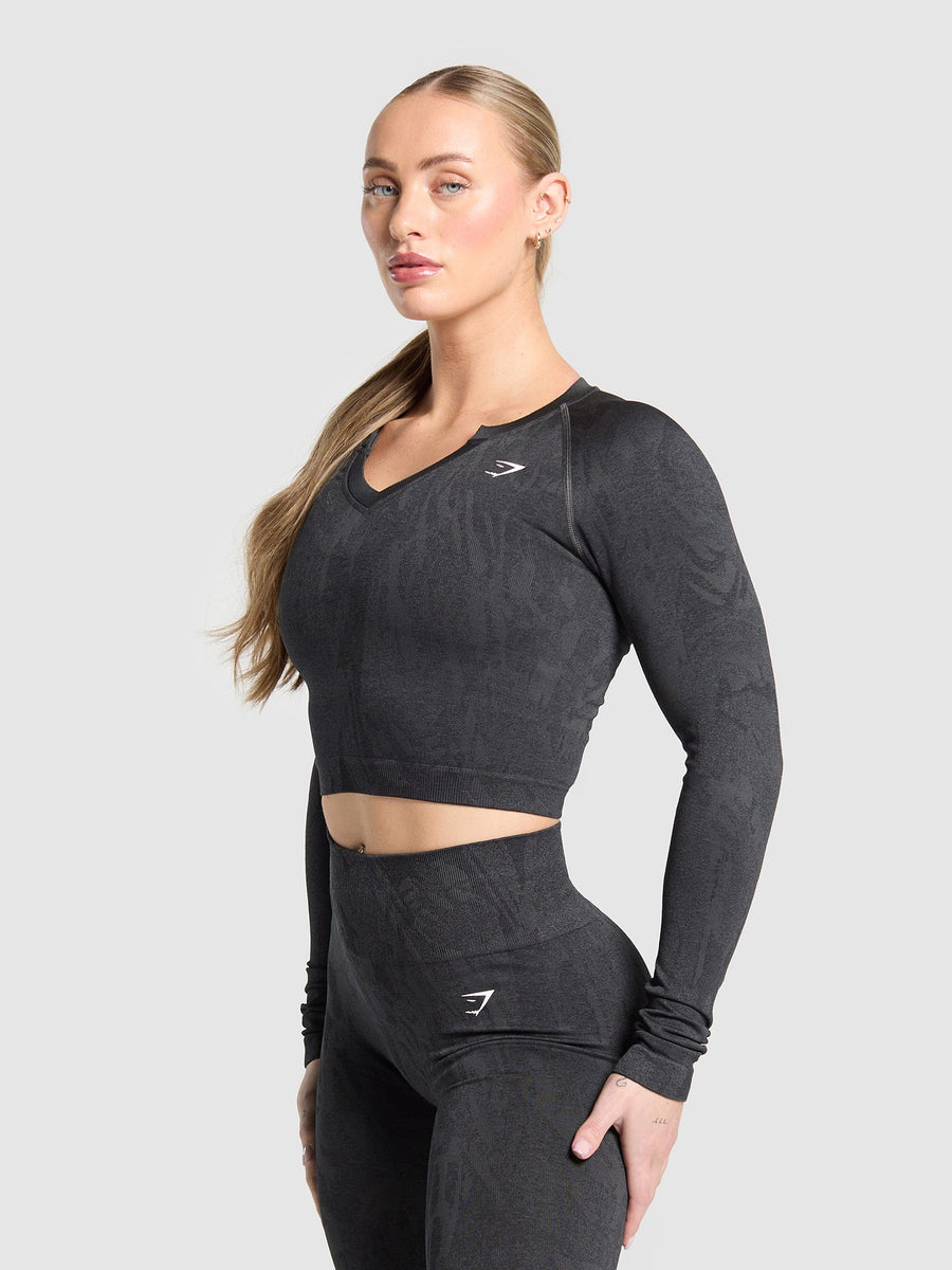 Gymshark Adapt Camo Seamless Long Sleeve Top — Asphalt Grey/Black — 3