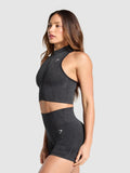 Gymshark Adapt Camo Seamless Zip Up Crop Top — Asphalt Grey/Black — 3