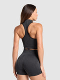 Gymshark Adapt Camo Seamless Zip Up Crop Top — Asphalt Grey/Black — 2