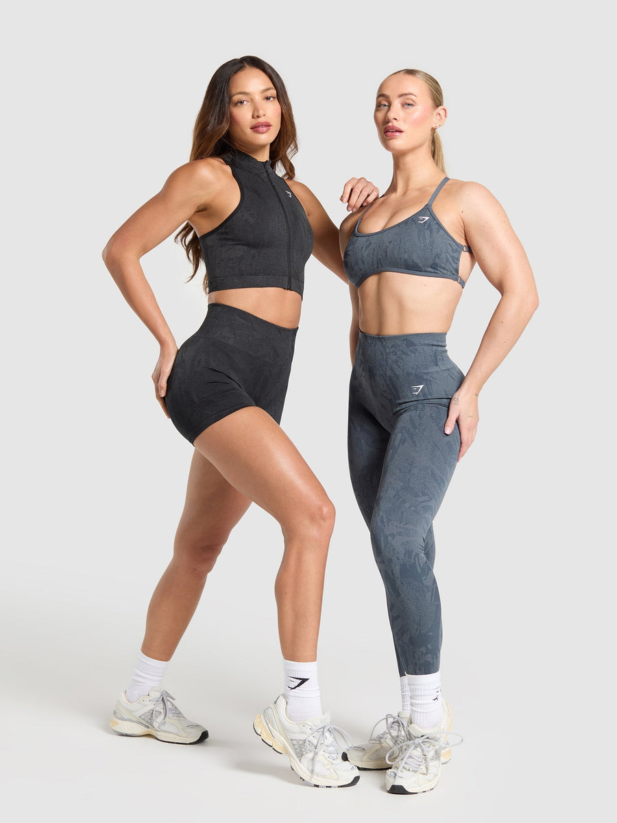 Gymshark Adapt Camo Seamless Zip Up Crop Top — Asphalt Grey/Black — 5