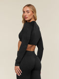 Gymshark Adapt Animal x Whitney Long Sleeve Crop Top — Black/Asphalt Grey — 2