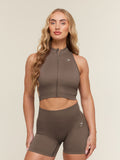 Gymshark Adapt Solid Zip Front Top — Soft Brown — 5