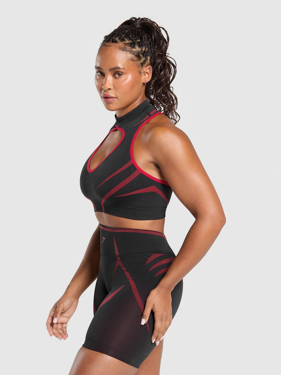 Gymshark Apex Lift Seamless Crop Top — Black/Carmine Red — 3
