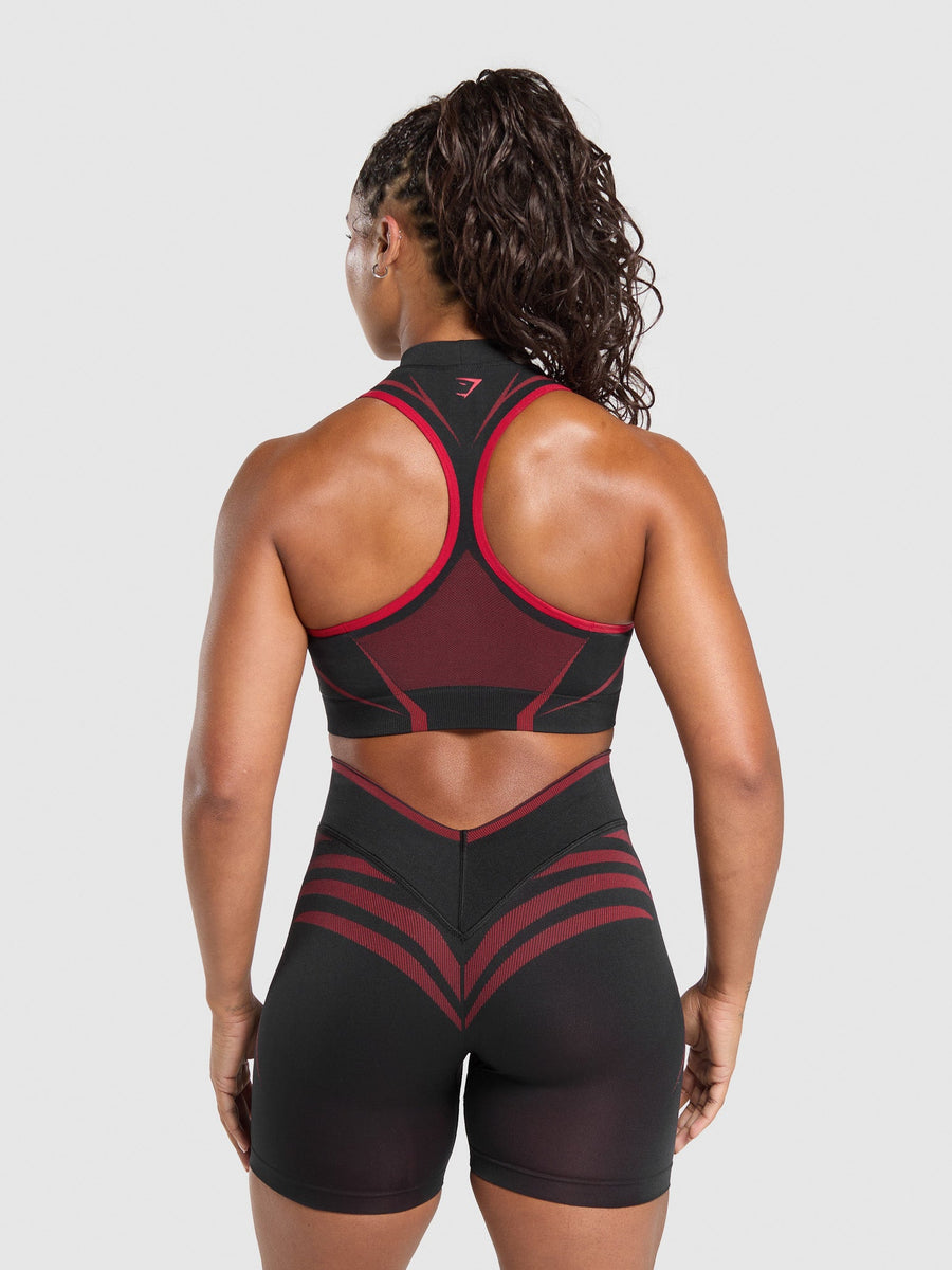 Gymshark Apex Lift Seamless Crop Top — Black/Carmine Red — 2