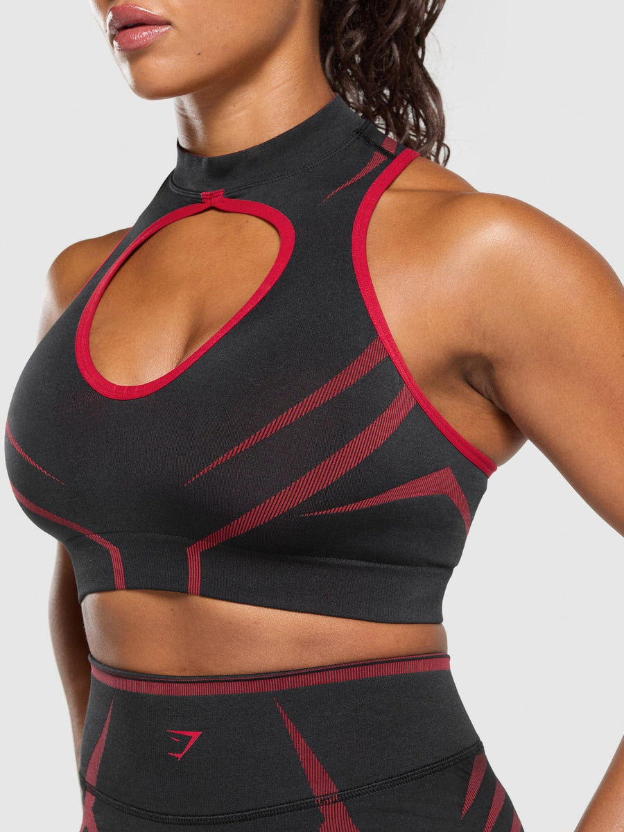 Gymshark Apex Lift Seamless Crop Top — Black/Carmine Red — 7