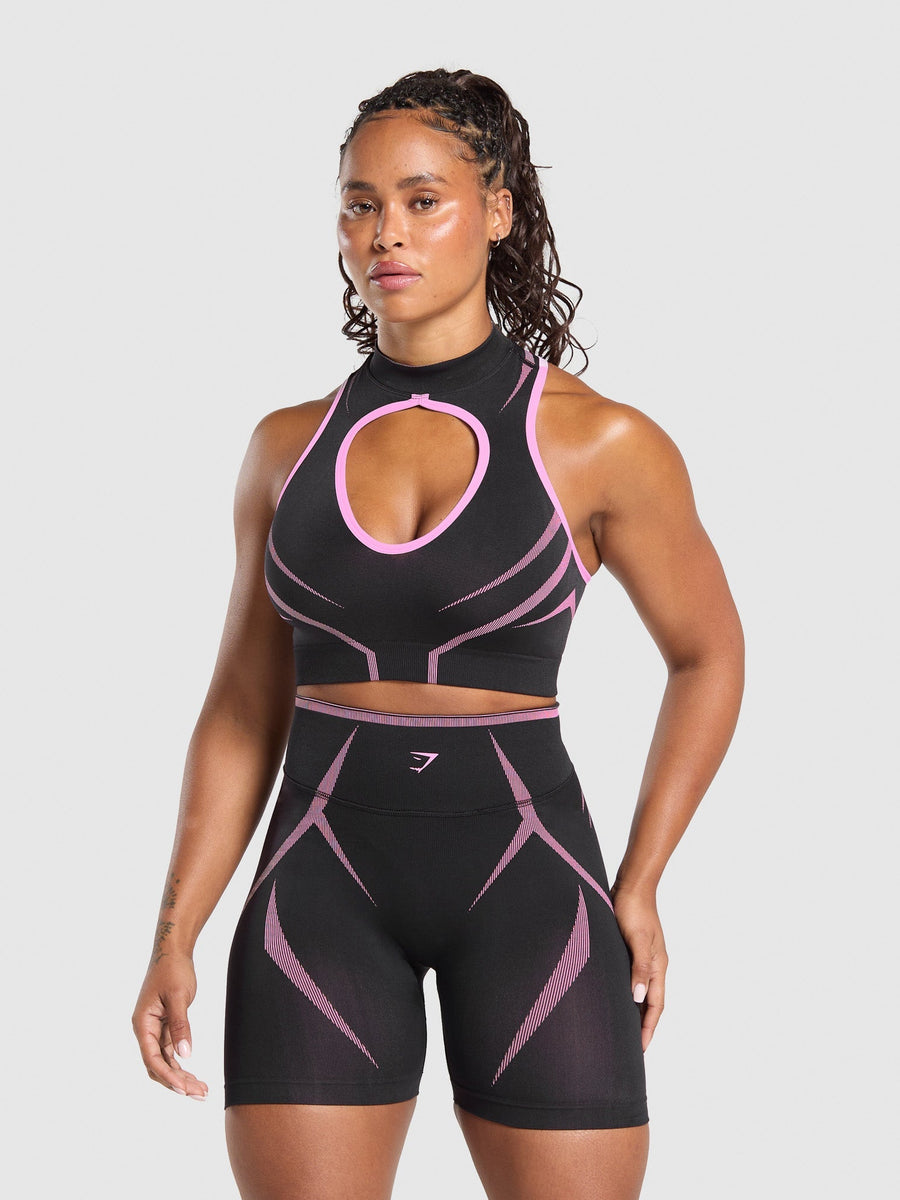 Gymshark Apex Lift Seamless Crop Top — Darkest Purple/Sour Pink — 1