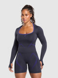Gymshark Apex Lift Seamless Long Sleeve Crop Top — Heavy Blue/Cobalt Purple — 1