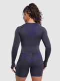 Gymshark Apex Lift Seamless Long Sleeve Crop Top — Heavy Blue/Cobalt Purple — 2