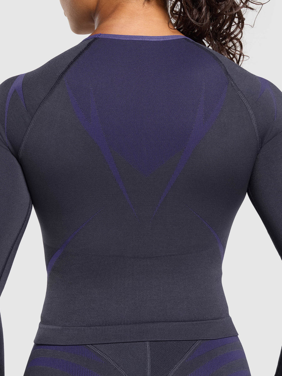 Gymshark Apex Lift Seamless Long Sleeve Crop Top — Heavy Blue/Cobalt Purple — 7