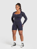 Gymshark Apex Lift Seamless Long Sleeve Crop Top — Heavy Blue/Cobalt Purple — 4