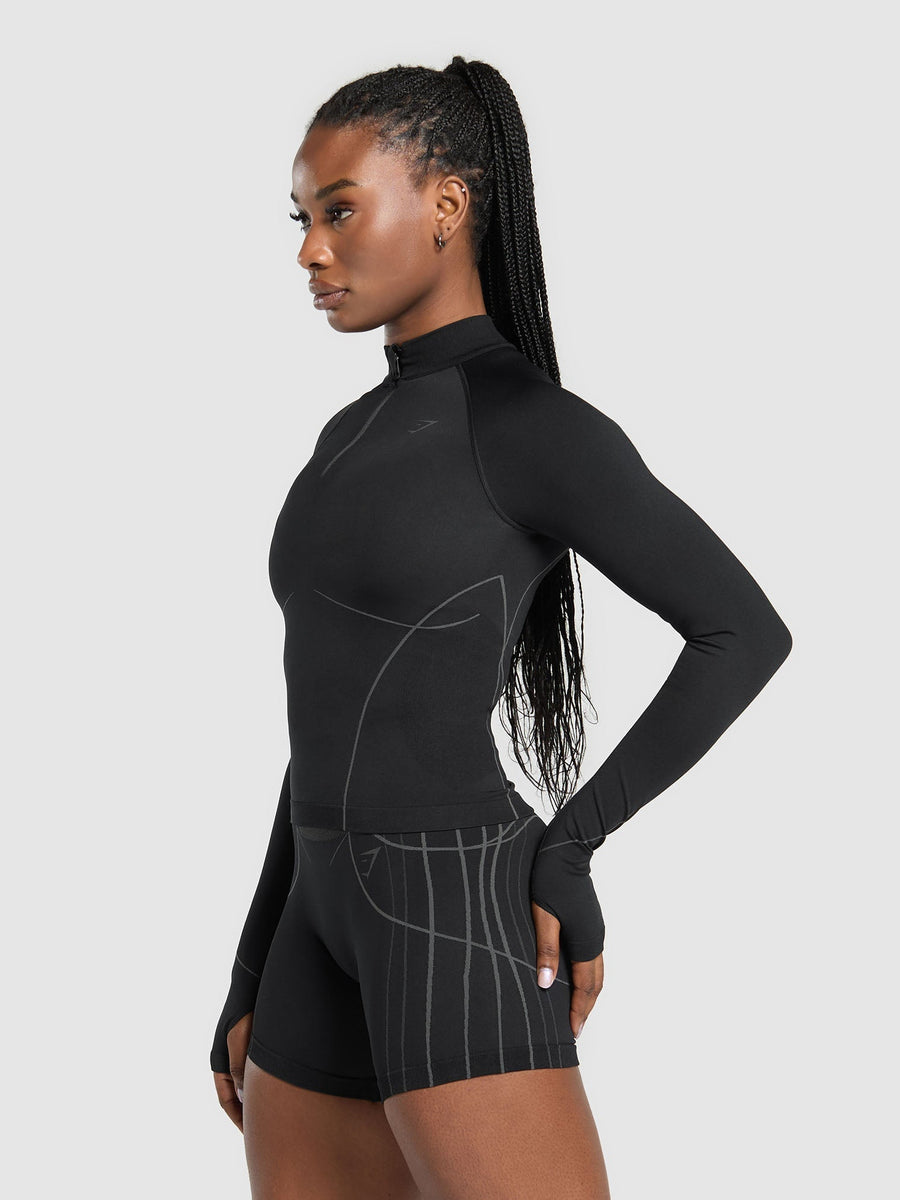 Gymshark Apex Seamless 1/4 Zip Pullover — Black/Graphite Grey — 3