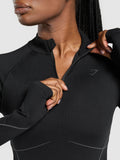 Gymshark Apex Seamless 1/4 Zip Pullover — Black/Graphite Grey — 5