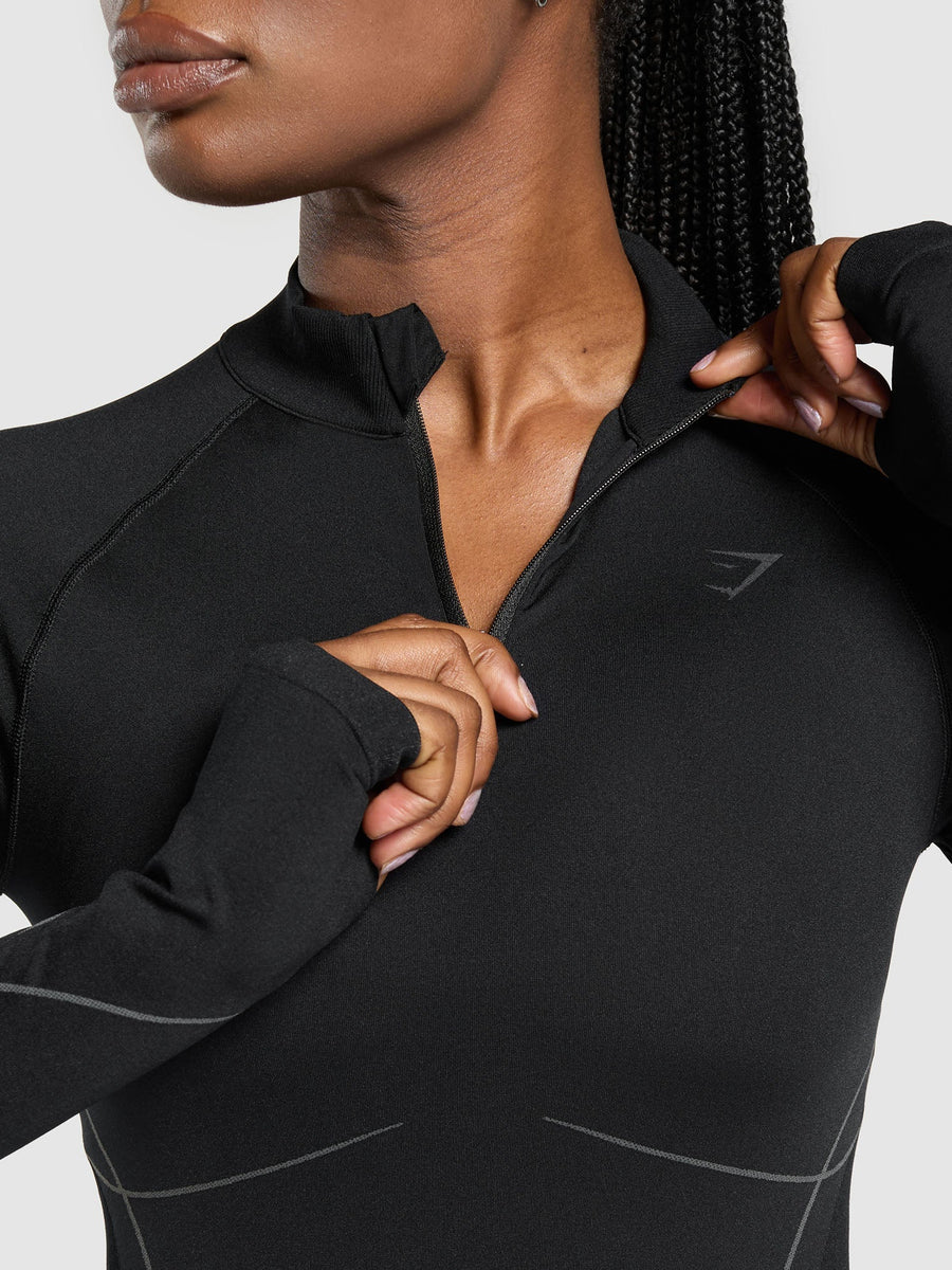 Gymshark Apex Seamless 1/4 Zip Pullover — Black/Graphite Grey — 5