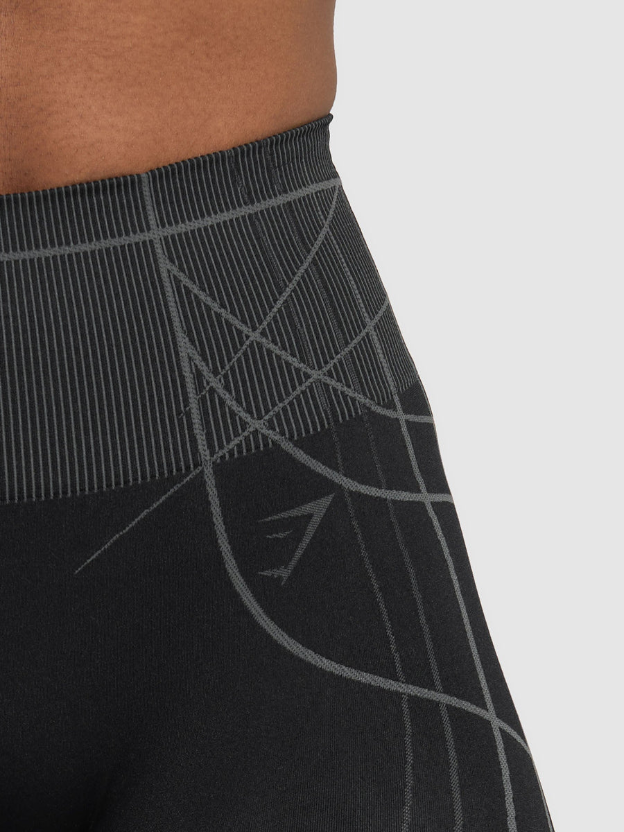 Gymshark Apex Seamless Leggings — Black/Graphite Grey — 6