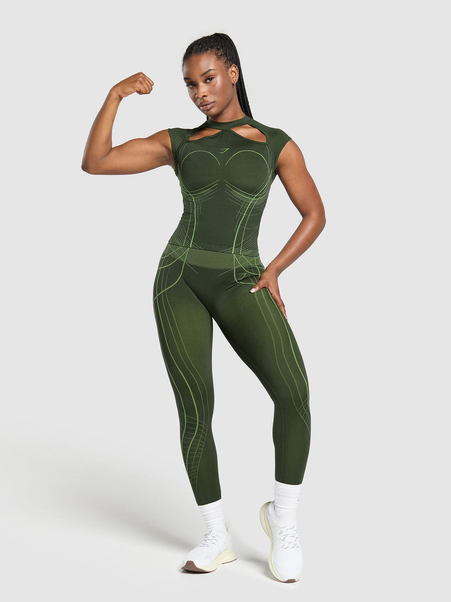 Gymshark Apex Seamless Leggings — Trail Green/Energy Gelato Green — 3