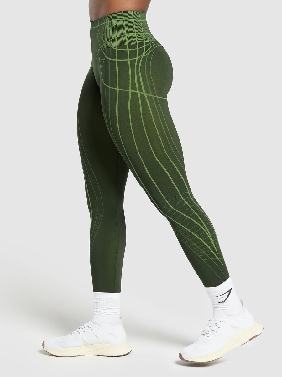 Gymshark Apex Seamless Leggings — Trail Green/Energy Gelato Green — 4