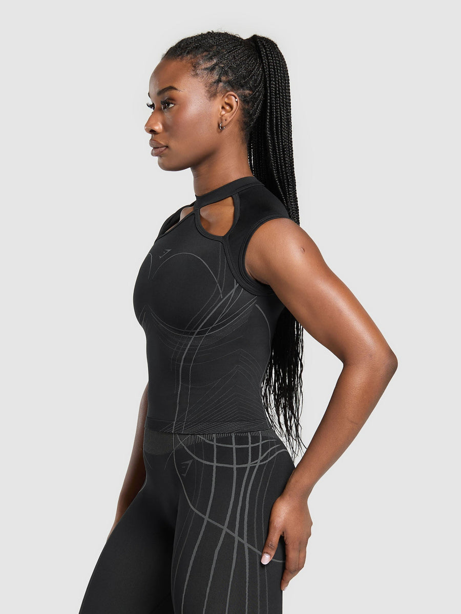 Gymshark Apex Seamless Midi T-Shirt — Black/Graphite Grey — 4