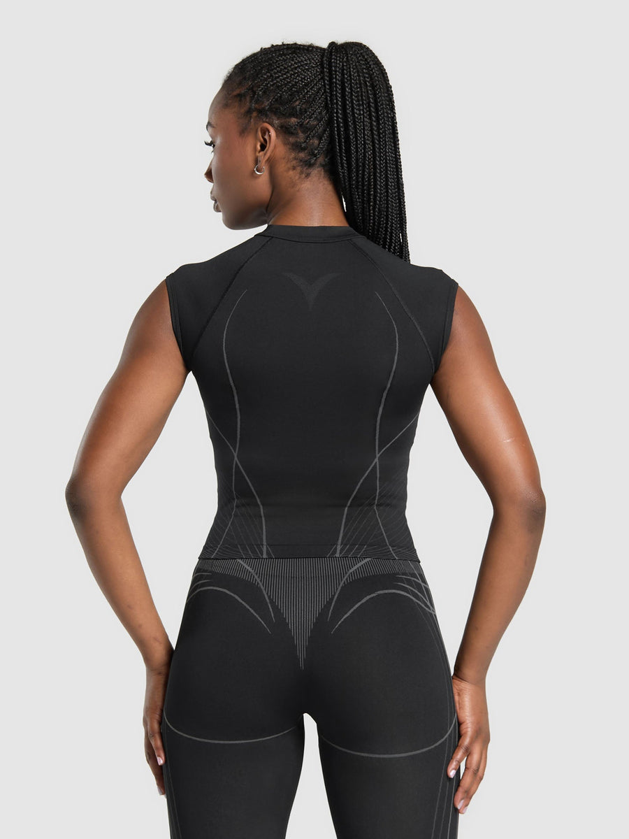Gymshark Apex Seamless Midi T-Shirt — Black/Graphite Grey — 2