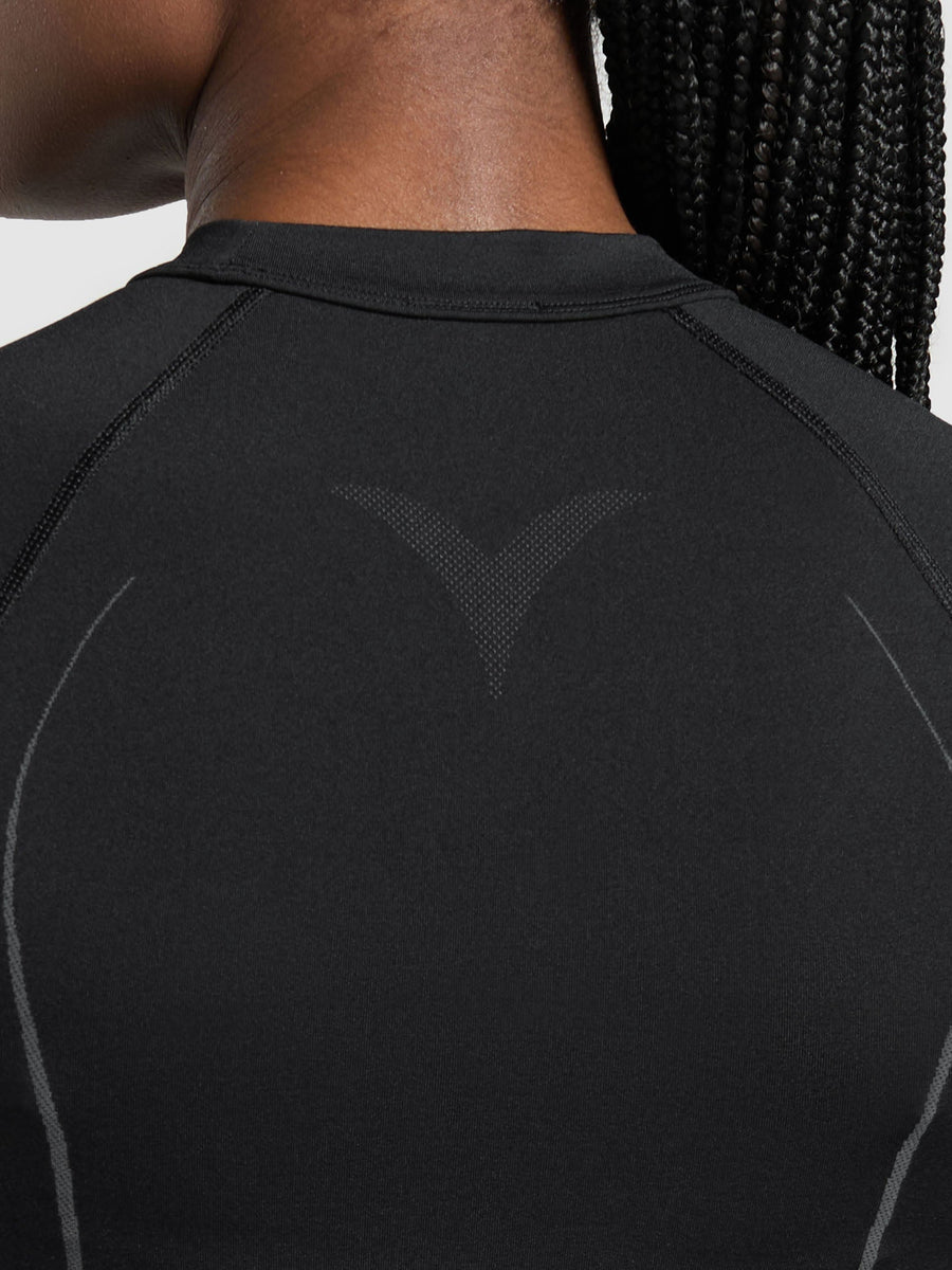 Gymshark Apex Seamless Midi T-Shirt — Black/Graphite Grey — 6