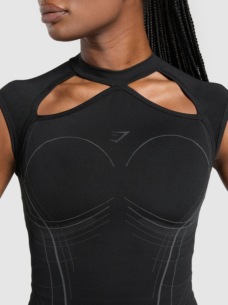 Gymshark Apex Seamless Midi T-Shirt — Black/Graphite Grey — 5