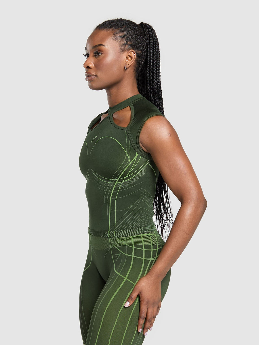 Gymshark Apex Seamless Midi T-Shirt — Trail Green/Energy Gelato Green — 4
