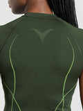 Gymshark Apex Seamless Midi T-Shirt — Trail Green/Energy Gelato Green — 6