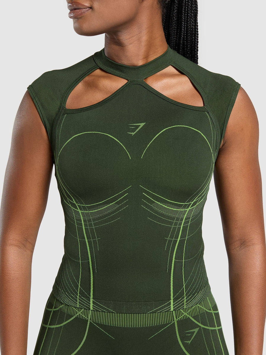 Gymshark Apex Seamless Midi T-Shirt — Trail Green/Energy Gelato Green — 5