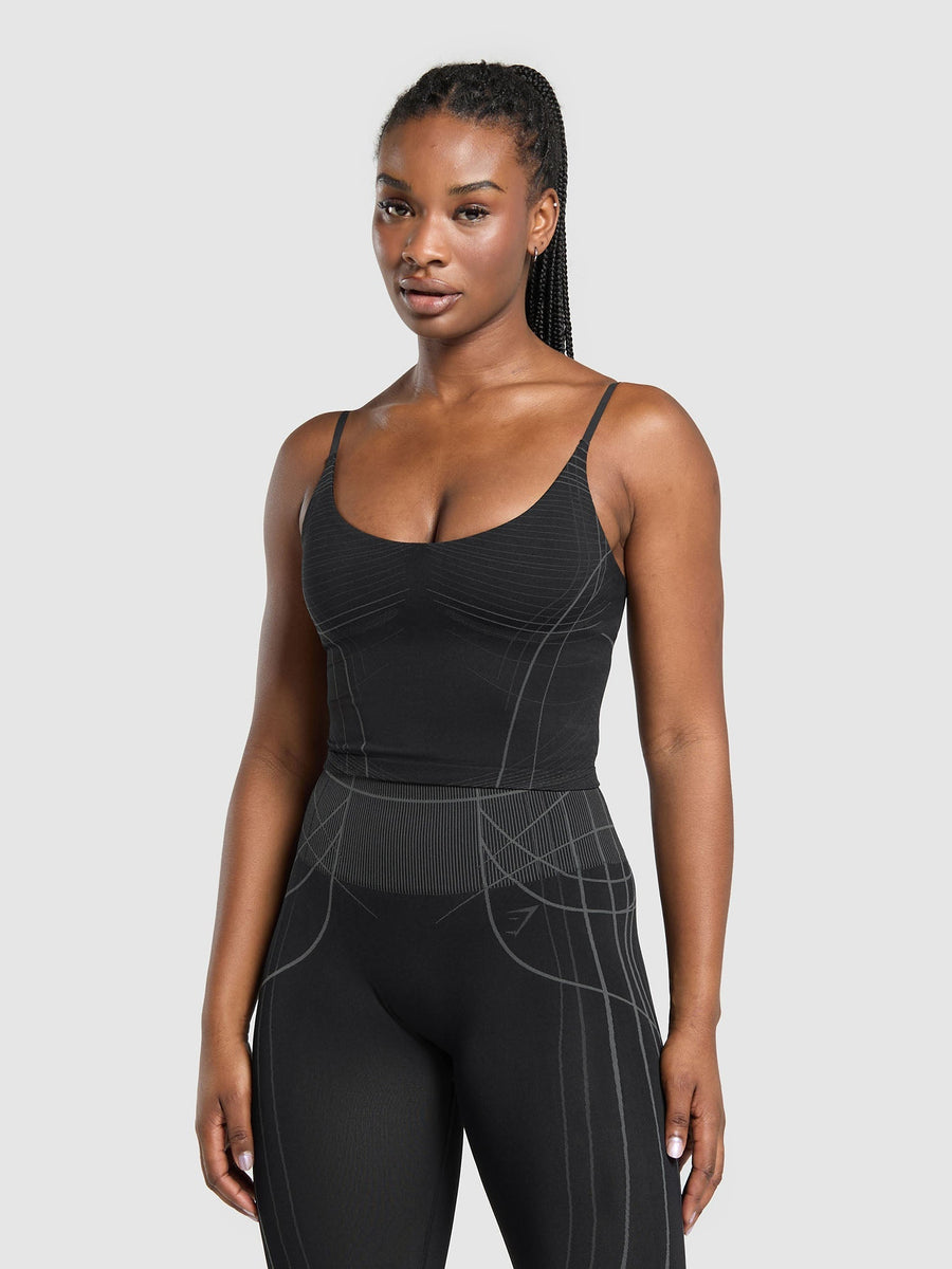 Gymshark Apex Seamless Midi Tank With Shelf — Black/Graphite Grey — 1