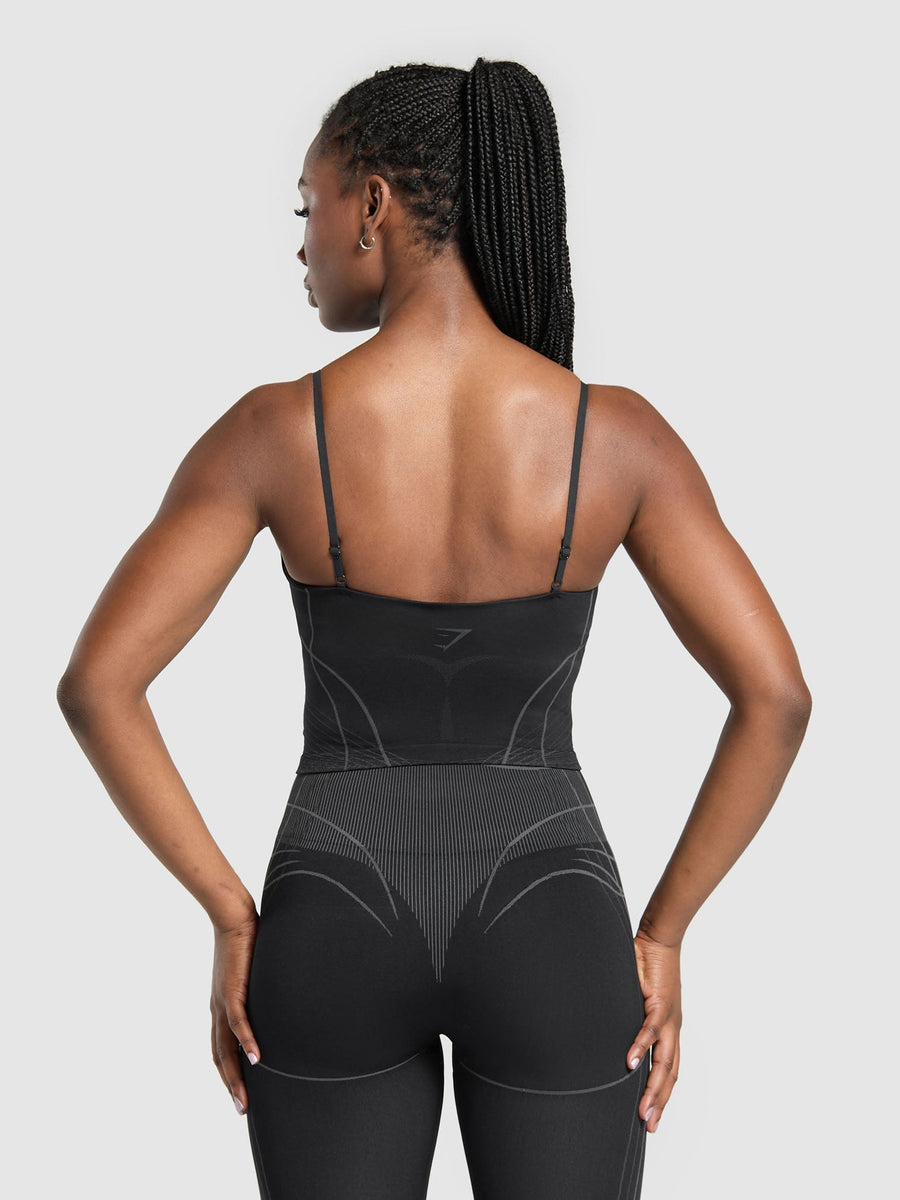 Gymshark Apex Seamless Midi Tank With Shelf — Black/Graphite Grey — 2