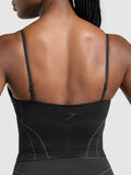 Gymshark Apex Seamless Midi Tank With Shelf — Black/Graphite Grey — 6
