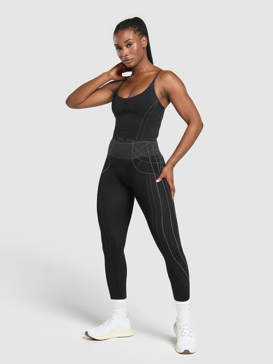 Gymshark Apex Seamless Midi Tank With Shelf — Black/Graphite Grey — 4